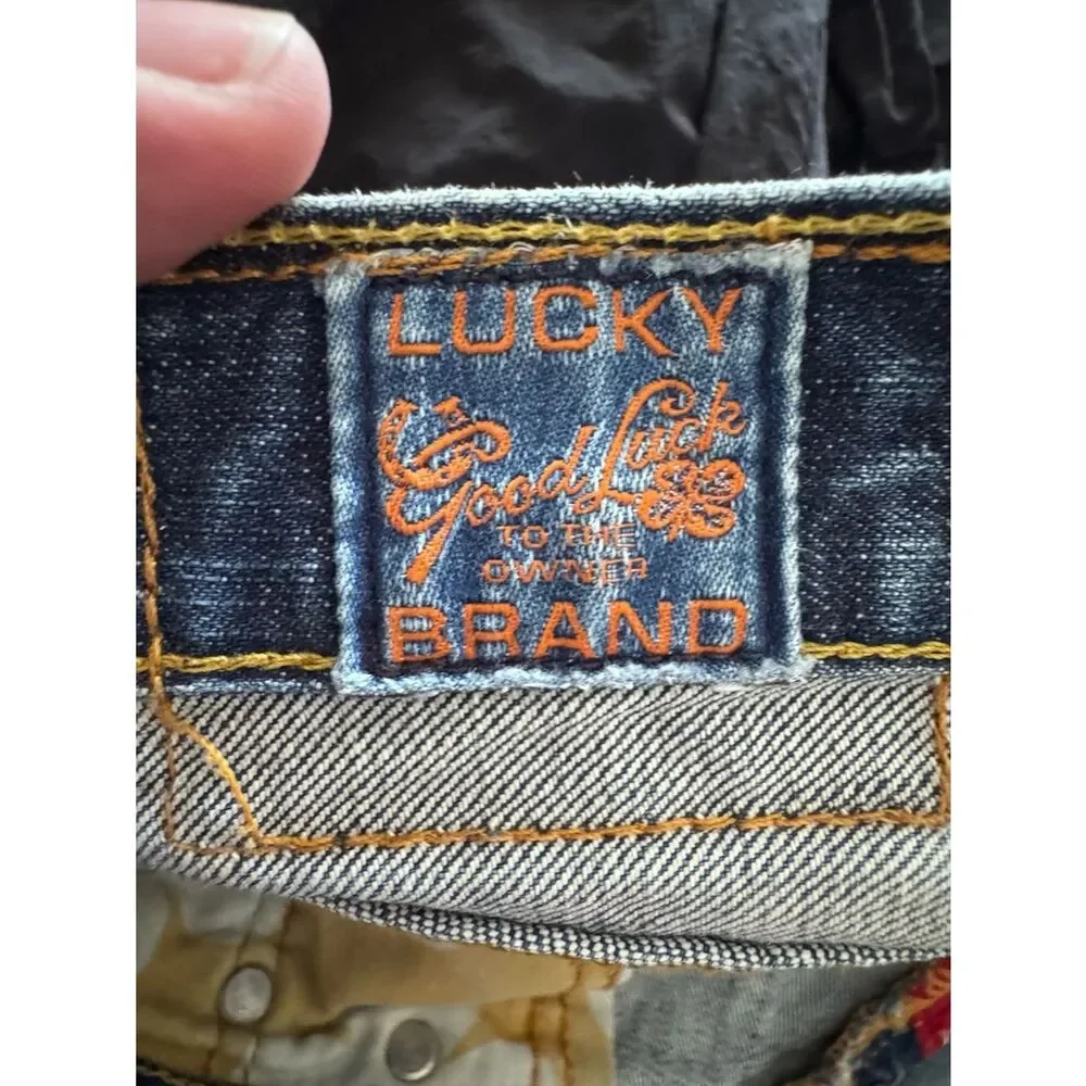 Lucky Brand Easy Rider Faded Distressed Blue Straight Jeans